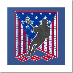 Lacrosse USA American Flag Lacrosse T-shirt Posters and Art